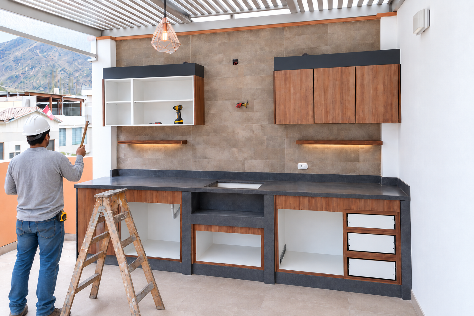 Diseño e Instalación de Muebles de Melamina para Zona de Parrilla